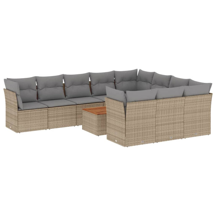 Set Divano da Giardino 11 pz con Cuscini Beige Misto Polyrattan 3256171