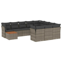 Set Divani da Giardino 11 pz con Cuscini in Polyrattan Grigio 3256179