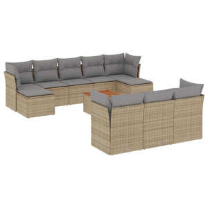 Set Divano da Giardino 11 pz con Cuscini Beige Misto Polyrattancod mxl 113882