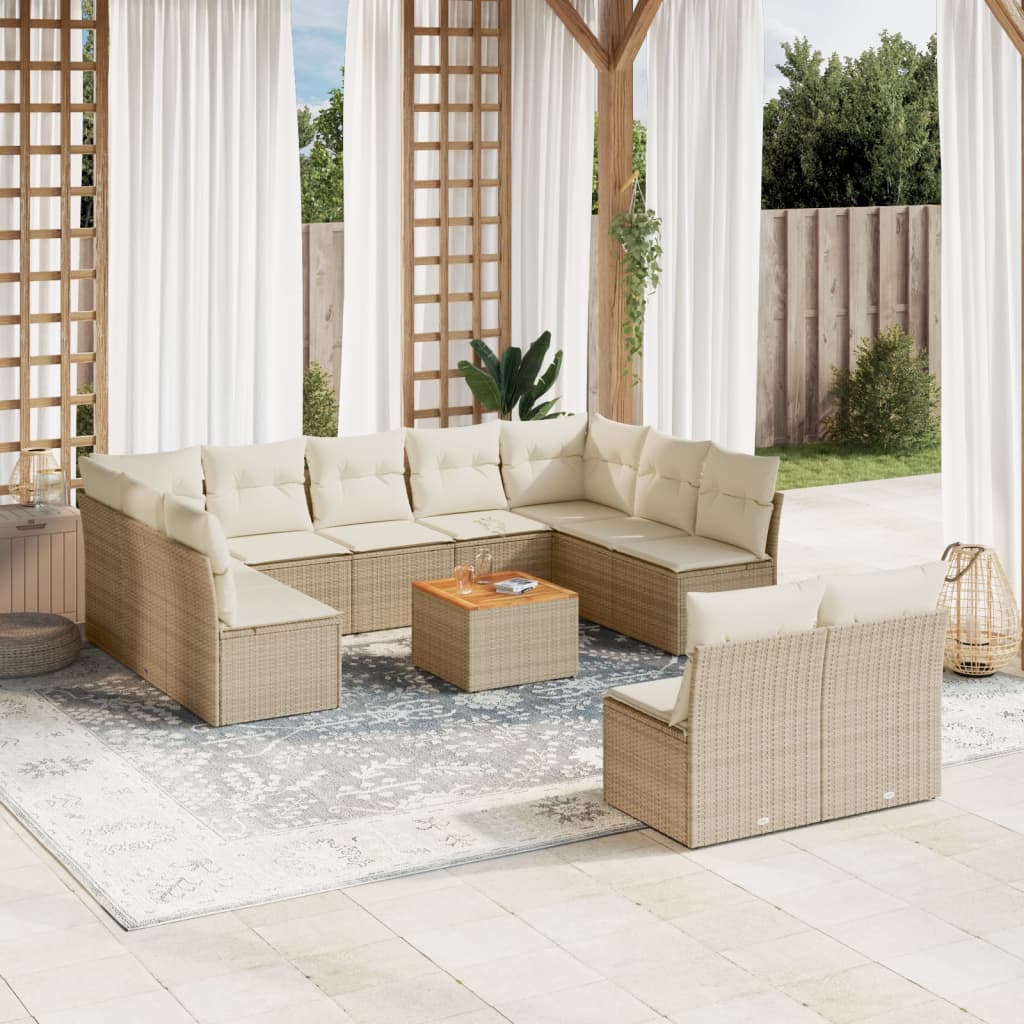 Set Divani da Giardino 12 pz con Cuscini Beige in Polyrattancod mxl 89889