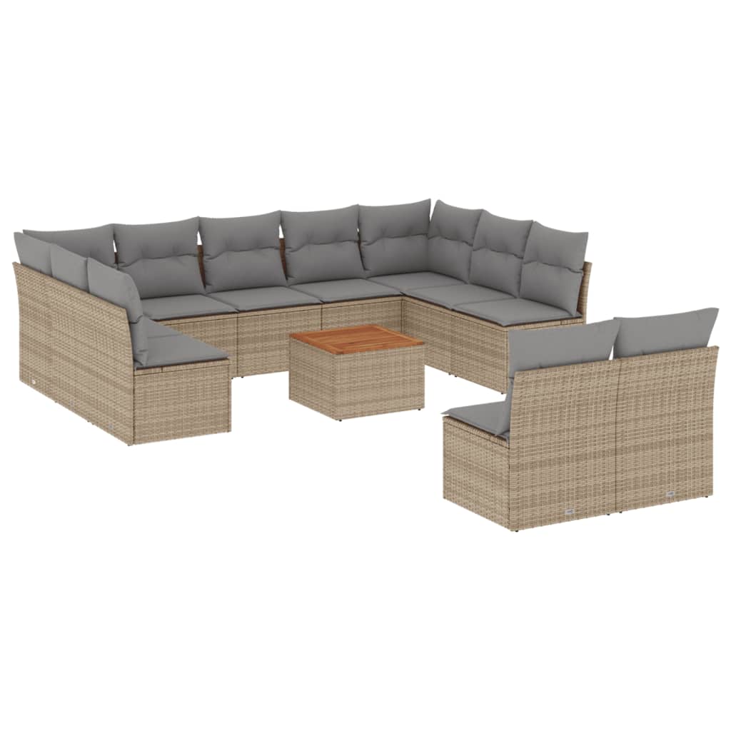 Set Divano da Giardino 12 pz con Cuscini Beige Misto Polyrattan 3256220