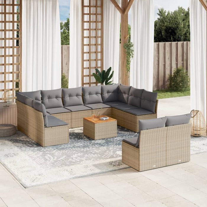 Set Divano da Giardino 12 pz con Cuscini Beige Misto Polyrattan 3256220