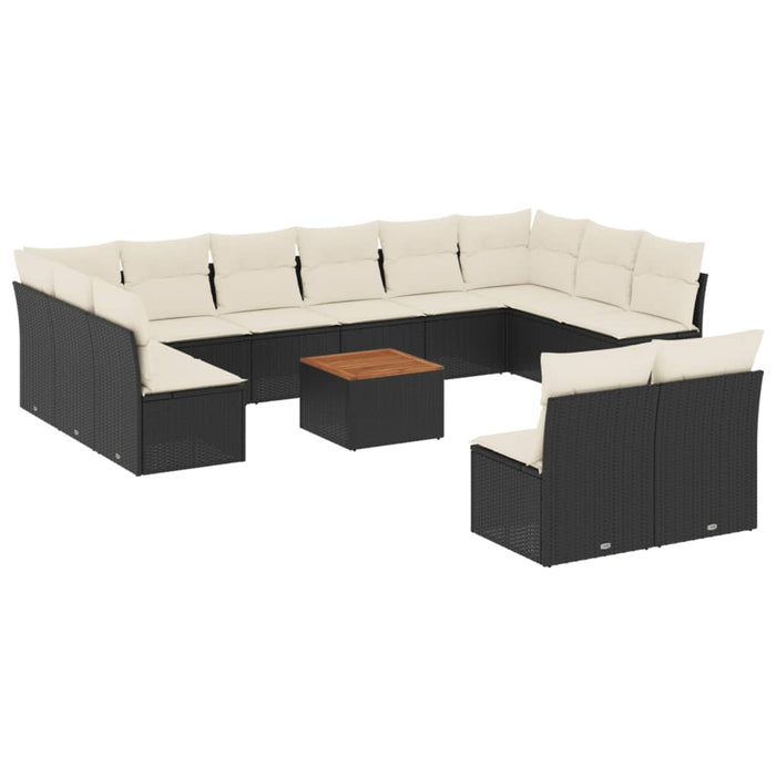 Set Divani da Giardino 13pz con Cuscini Nero in Polyrattancod mxl 113883