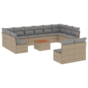 Set Divano da Giardino 13 pz con Cuscini Beige Misto Polyrattan 3256227