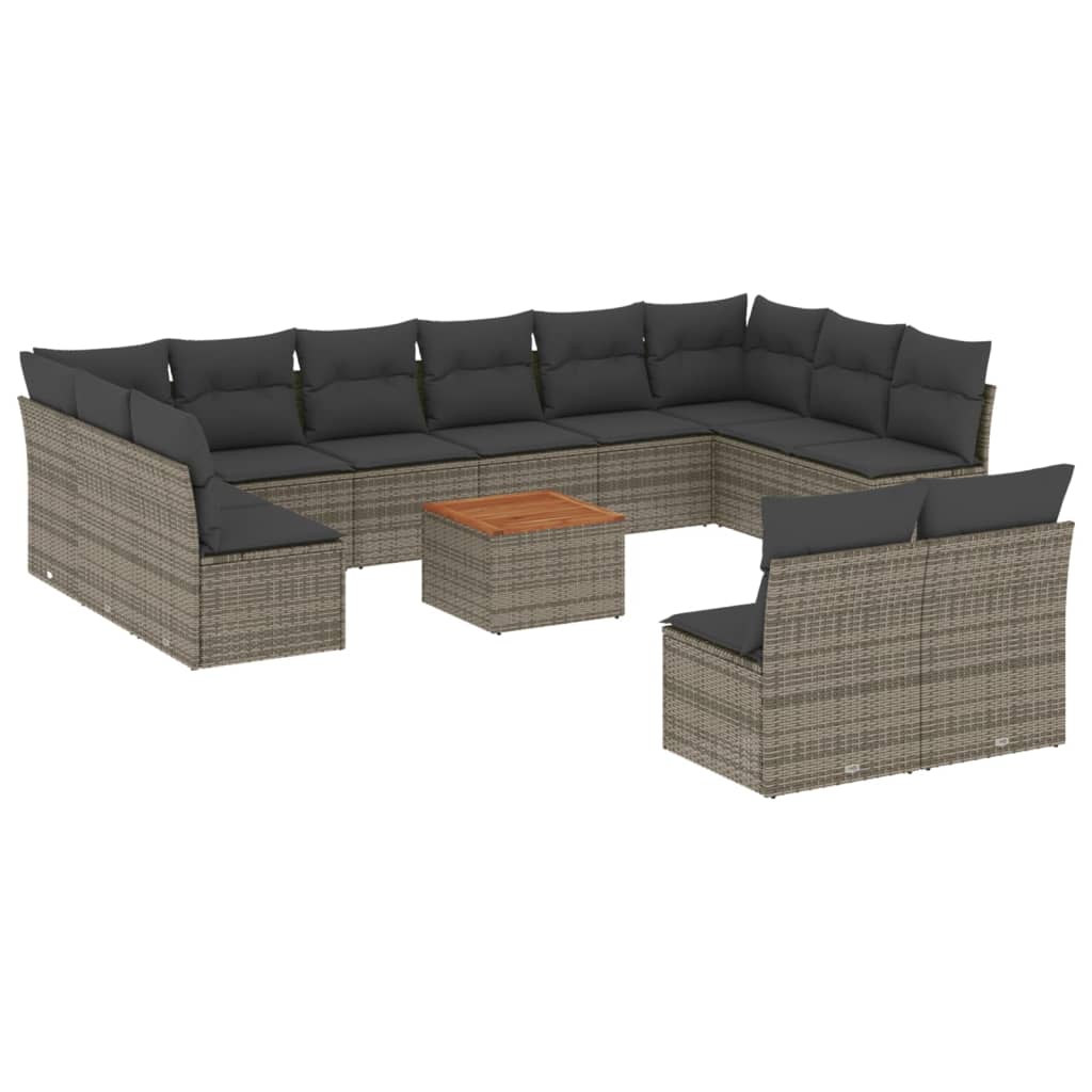 Set Divani da Giardino 13 pz con Cuscini Grigio in Polyrattan 3256228