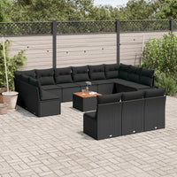 Set Divani da Giardino 14pz con Cuscini in Polyrattan Nero 3256230