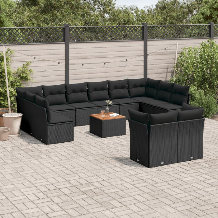 Set Divani da Giardino 13pz con Cuscini Nero in Polyrattancod mxl 89142