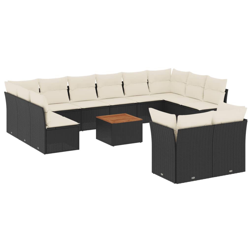 Set Divani da Giardino 13pz con Cuscini Nero in Polyrattancod mxl 113130