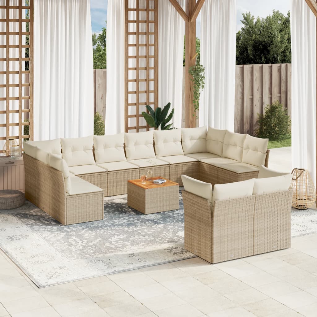 Set Divano da Giardino 13 pz con Cuscini Beige in Polyrattancod mxl 114500