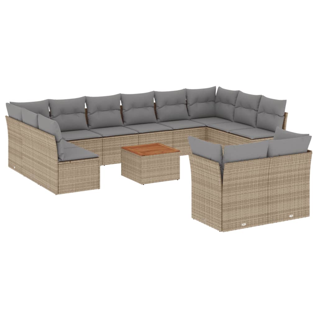 Set Divano da Giardino 13 pz con Cuscini Beige Misto Polyrattan 3256248