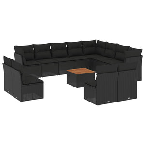 Set Divani da Giardino 13pz con Cuscini Nero in Polyrattancod mxl 114778