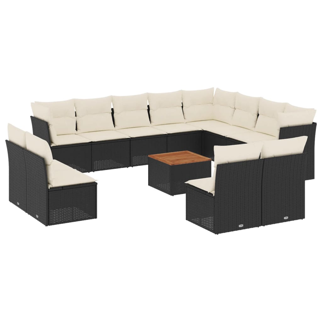 Set Divani da Giardino 13pz con Cuscini Nero in Polyrattancod mxl 89144