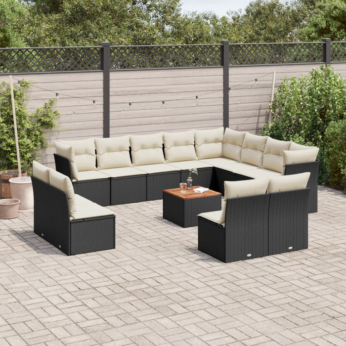 Set Divani da Giardino 13pz con Cuscini Nero in Polyrattancod mxl 89144