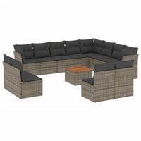 Set Divani da Giardino 13 pz con Cuscini Grigio in Polyrattan 3256263