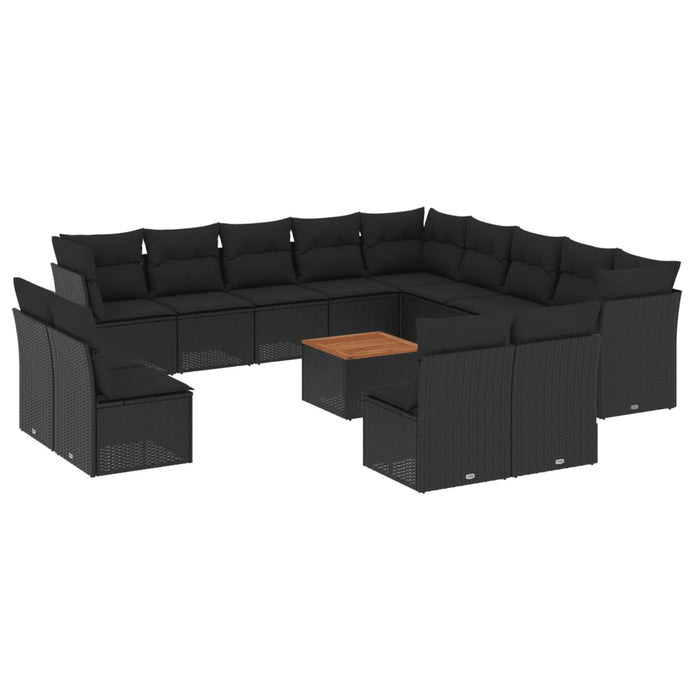 Set Divani da Giardino 14pz con Cuscini in Polyrattan Nerocod mxl 89145