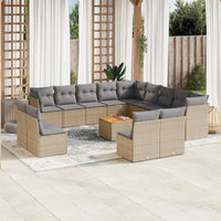 Set Divano da Giardino 14 pz con Cuscini Beige Misto Polyrattan 3256269