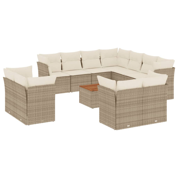 Set Divani da Giardino 12 pz con Cuscini Beige in Polyrattan 3256275