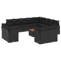 Set Divani da Giardino 13pz con Cuscini Nero in Polyrattancod mxl 116891