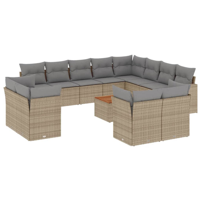 Set Divano da Giardino 13 pz con Cuscini Beige Misto Polyrattan 3256283