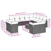 Set Divano da Giardino 13 pz con Cuscini Beige Misto Polyrattan 3256283