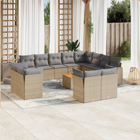 Set Divano da Giardino 13 pz con Cuscini Beige Misto Polyrattan 3256283