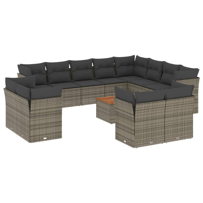 Set Divani da Giardino 13 pz con Cuscini Grigio in Polyrattan 3256284