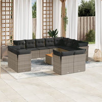 Set Divani da Giardino 13 pz con Cuscini Grigio in Polyrattancod mxl 89890