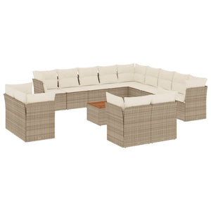 Set Divani da Giardino 14pz con Cuscini in Polyrattan Beige 3256289