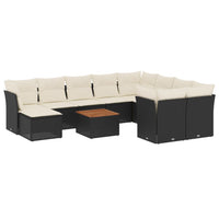 Set Divani da Giardino 11 pz con Cuscini in Polyrattan Nero 3256301