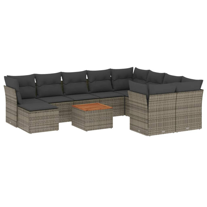 Set Divani da Giardino 11 pz con Cuscini in Polyrattan Grigio 3256305