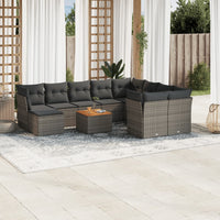 Set Divani da Giardino 11 pz con Cuscini in Polyrattan Grigio 3256305