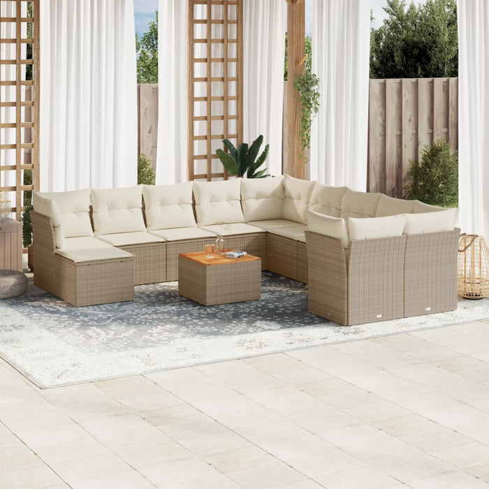 Set Divani da Giardino 12 pz con Cuscini Beige in Polyrattan 3256310