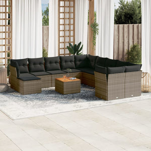 Set Divani da Giardino 12 pz con Cuscini Grigio in Polyrattan 3256312