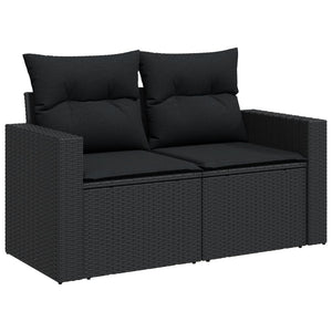 Set Divani da Giardino 4 pz con Cuscini Nero in Polyrattan 3256321