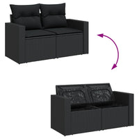 Set Divani da Giardino 4 pz con Cuscini Nero in Polyrattan 3256321