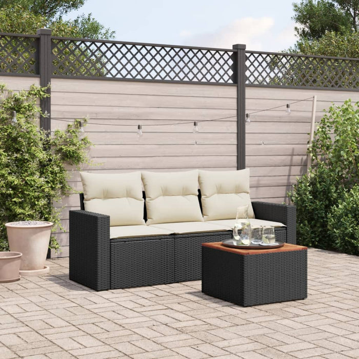 Set Divani da Giardino 4 pz con Cuscini Nero in Polyrattancod mxl 92043