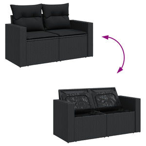 Set Divani da Giardino 5 pz con Cuscini in Polyrattan Nero 3256328