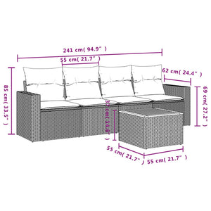 Set Divani da Giardino 5 pz con Cuscini in Polyrattan Nero 3256328