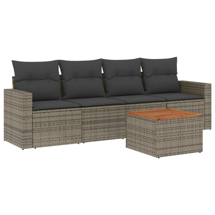 Set Divano da Giardino 5 pz con Cuscini Grigio in Polyrattan 3256333