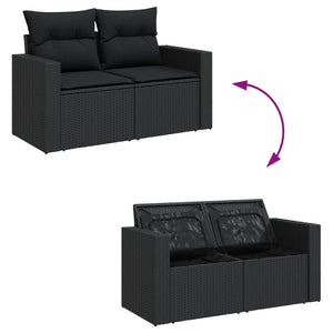 Set Divano da Giardino 6 pz con Cuscini Nero in Polyrattan 3256335