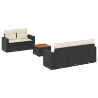 Set Divano da Giardino 6 pz con Cuscini Nero in Polyrattan 3256336