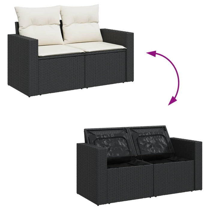 Set Divano da Giardino 6 pz con Cuscini Nero in Polyrattan 3256336