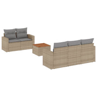 Set Divano da Giardino 6 pz con Cuscini Beige Misto Polyrattan 3256339