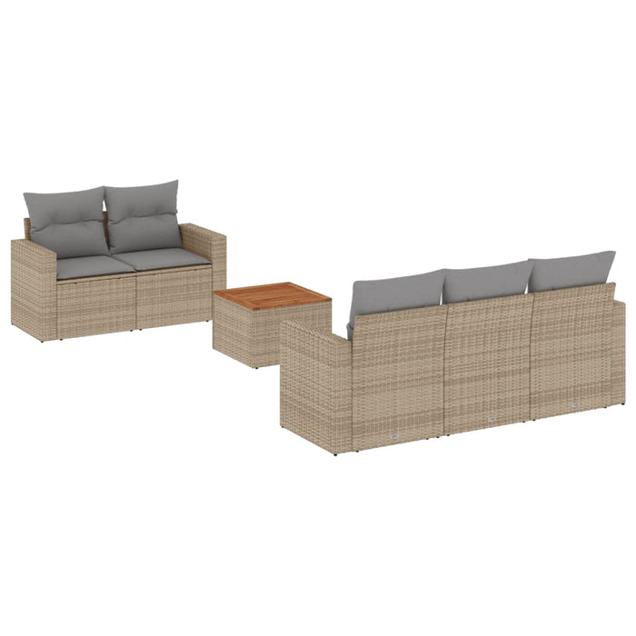 Set Divano da Giardino 6 pz con Cuscini Beige Misto Polyrattan 3256339