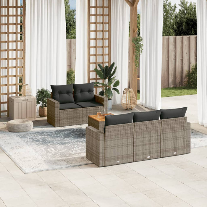 Set Divano da Giardino 6 pz con Cuscini Grigio in Polyrattancod mxl 113136