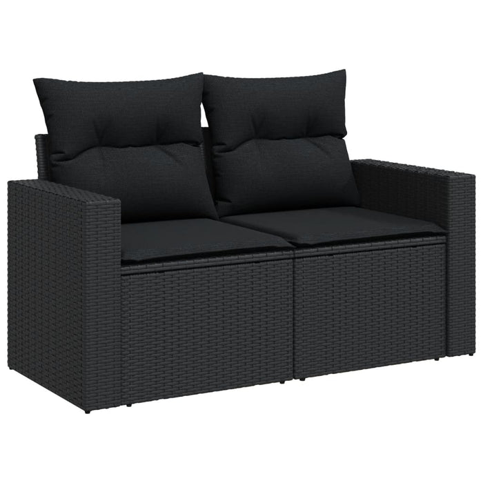 Set Divani da Giardino con Cuscini 7pz Nero Polyrattan 3256342