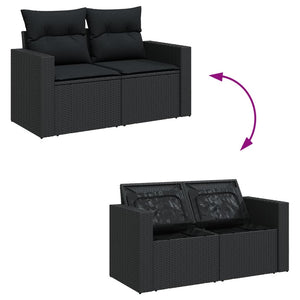 Set Divani da Giardino con Cuscini 7pz Nero Polyrattan 3256342