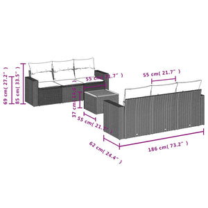 Set Divani da Giardino con Cuscini 7pz Nero Polyrattan 3256342