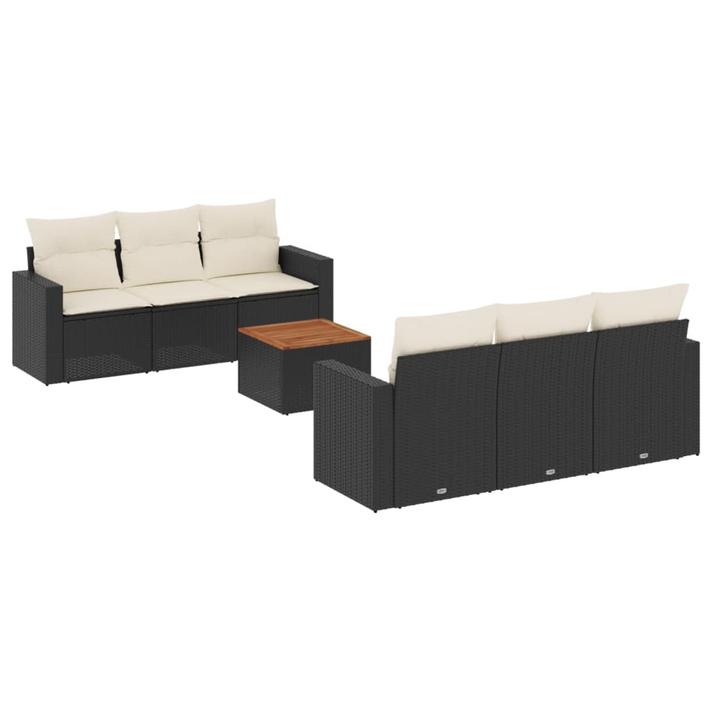 Set Divani da Giardino con Cuscini 7pz Nero Polyrattancod mxl 91381