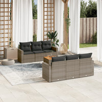 Set Divani da Giardino 7 pz con Cuscini Grigio in Polyrattan 3256347